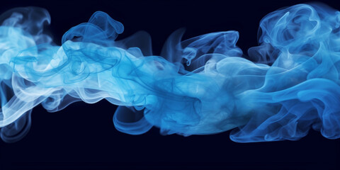 Poster - Blue smoke on  white background, blue smoke watercolor on white background