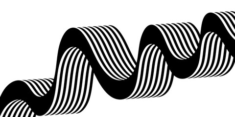 Wall Mural - black on white abstract perspective line stripes with 3d dimensional effect isolated on white. the g