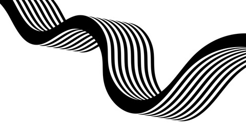 Wall Mural - black on white abstract perspective line stripes with 3d dimensional effect isolated on white. the g