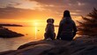 © Media Srock - Woman and dog enjoying a cozy sunset