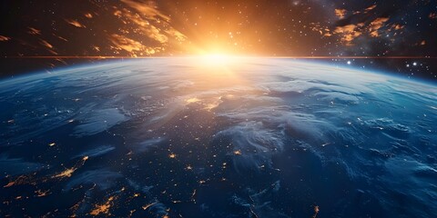 Poster - Breathtaking View of Majestic Earth from Space Showcasing Stunning Celestial Landscapes and Dramatic Space Weather Patterns