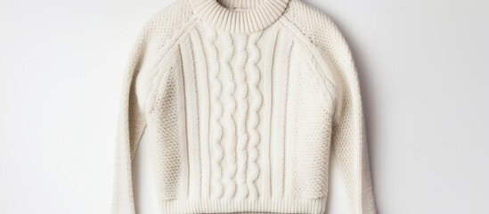 Poster - Cozy knitted sweater with a white background ideal for copy space image