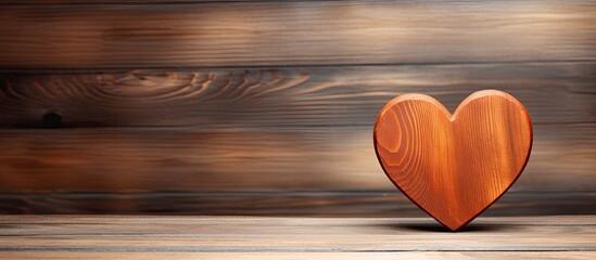 Poster - copy space image of a wooden heart set against a wooden background
