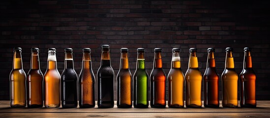 Aufkleber - Row of beer bottles with copy space image