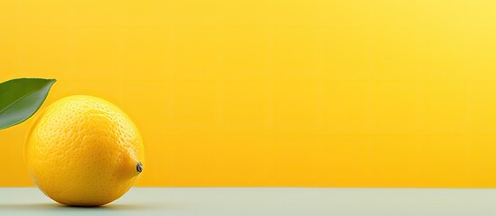 Poster - A vibrant organic lemon with its vibrant yellow color stands out as a fresh and juicy piece of fruit in a copy space image