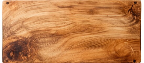 Fototapete - An isolated copy space image of an old wooden cutting board on a white background