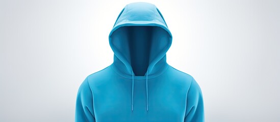 Poster - White background copy space image featuring a blue hoodie sweatshirt