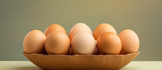 Poster - Image of fresh chicken eggs with copy space