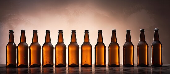 Aufkleber - Row of beer bottles with copy space image