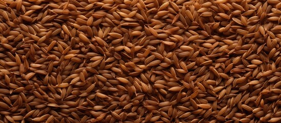 Aufkleber - A brown spice background with evenly scattered flax grains Includes copy space for concept