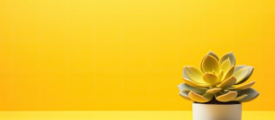 Poster - The vibrant succulent plant is displayed against a stunning yellow backdrop leaving plenty of copy space for added text or images