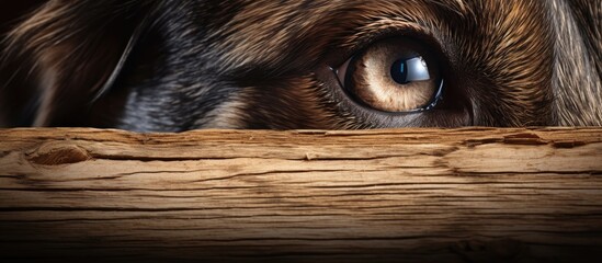 A view of the back side of a dog s eye with a background of an old wood path allowing room for text or images copy space image