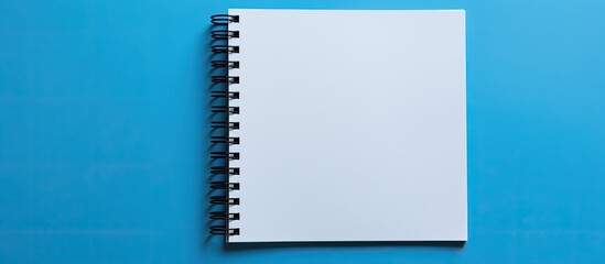 Poster - A black notebook placed by itself against a blue backdrop leaving ample space for additional images or text