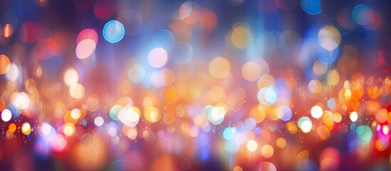 Poster - A festive background of blurred illuminated Christmas lights perfect for holiday celebrations and the New Year Copy space image