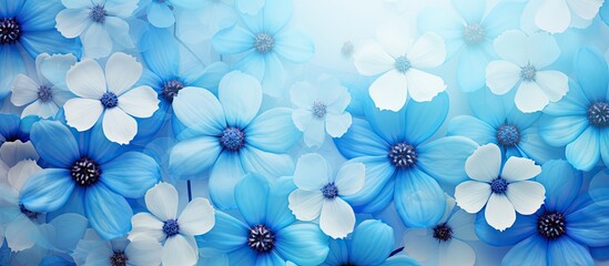 Sticker - Colorful fresh blue flowers create a stunning floral backdrop and wallpaper perfect as a copy space image