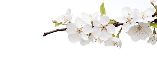Poster - Isolated on a white background there is a copy space image of a flowering branch