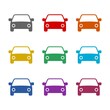 © sljubisa - Car front icon isolated on white background. Set icons colorful