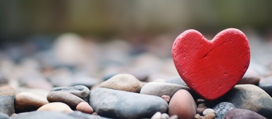 Aufkleber - A copy space image of a red heart placed on a background of stone