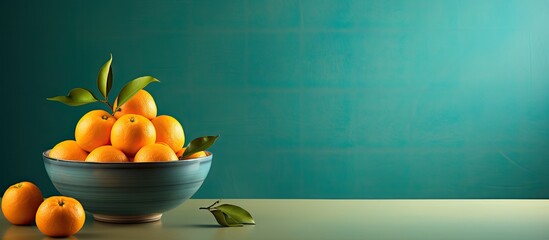Poster - A fruit bowl with a mandarin and plenty of empty space to showcase the image. Creative banner. Copyspace image