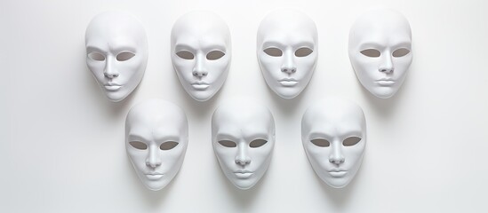 Sticker - A white background showcasing face masks from a top perspective offering copy space for additional content