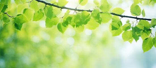 Aufkleber - Green spring leaves of a birch tree create a natural and eco friendly background with plenty of copy space for additional elements