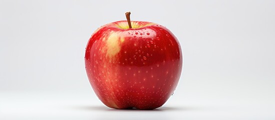 Aufkleber - A copy space image of a whole fresh ripe red apple with a slice can be seen against a white background