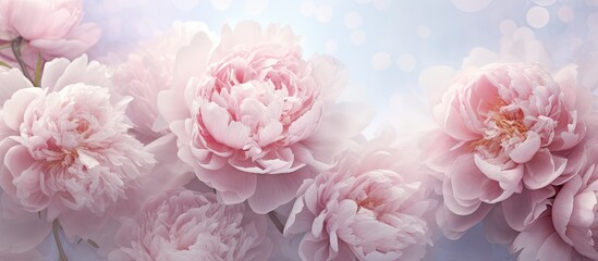 Poster - A close up image of peonies with a floral background providing ample copy space