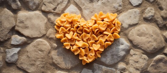 Aufkleber - Heart shaped pasta on a background of stone with copy space image