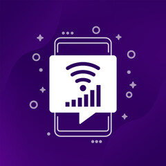 Poster - Wi-Fi signal strength icon with a phone