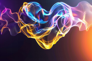 Poster - abstract background with glowing heart and digital waves