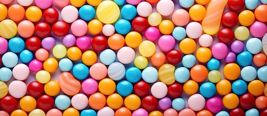 Poster - A background image featuring a colorful candy pattern with ample space for adding text or images
