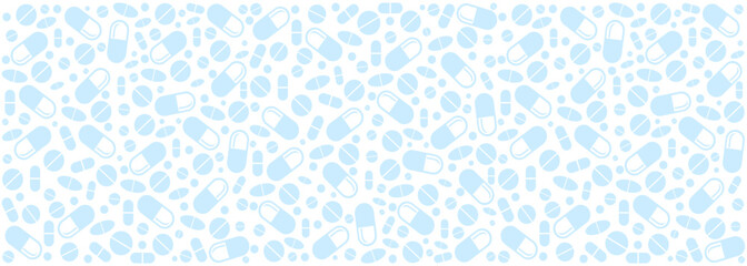 Seamless pattern with medicines, capsules, medicaments, drugs, pills and tablets. Medical pharmacy backgrounds and textures. Medicine  seamless pattern. Vector  illustration 