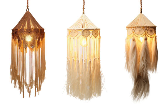 Fringed Pendant Lights, Creating a Laid back Atmosphere with Artful Lighting Isolated on a Transparent Background PNG.