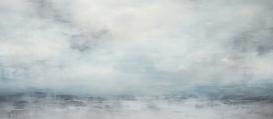 Poster - An abstract landscape with a cloudy gray sky and ocean featuring a captivating mix of handmade textured art papers offering a captivating copy space image