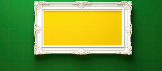 Poster - A copy space image of an empty white frame is set against a vibrant green and yellow background