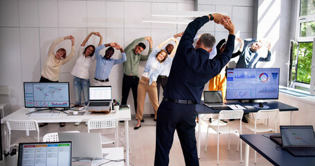 Poster - Office People Fitness Stretching Workout