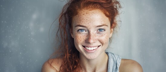 Aufkleber - A copy space image of a cheerful redheaded girl with freckles ready for text placement