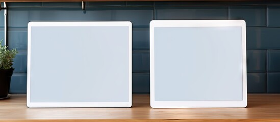 Aufkleber - At the modern photographer s workplace there is a contemporary tablet computer displaying a blank screen for a copy space image