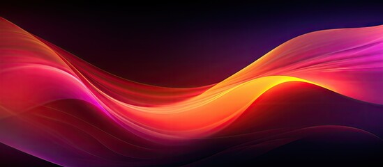 Poster - A dark grainy texture adds depth to the abstract color gradient in the glowing purple red yellow orange and black design creating a perfect copy space image for a banner poster or cover