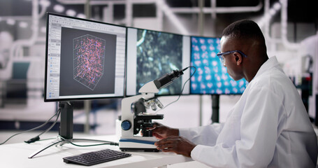 Poster - Research Lab Scientist Using Computer