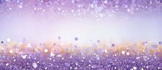 Poster - Copy space image with a lilac festive background adorned with sequins featuring cheerful inscriptions wishing a happy new year and merry Christmas providing delightful holiday content