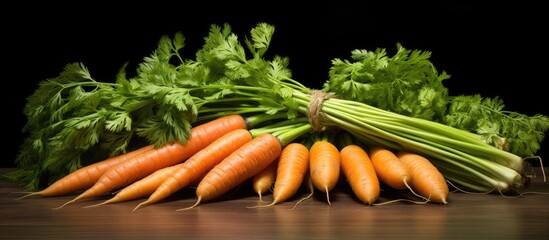 Poster - A copy space image of organic carrots in various shapes grown at home seen in a close up view