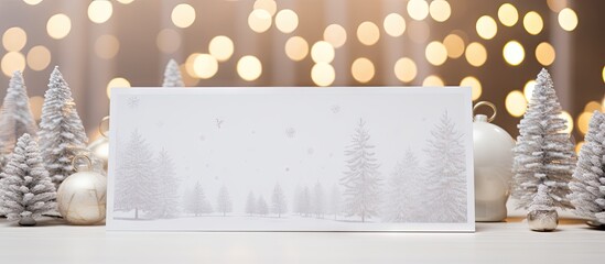 Aufkleber - Invitation card mockup for a Christmas scene with a blank card template perfect for adding text or an image. with copy space image. Place for adding text or design