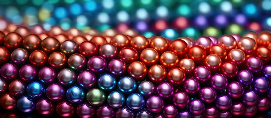 Aufkleber - The copy space image features a vibrant array of round beads with a multicolored background pattern