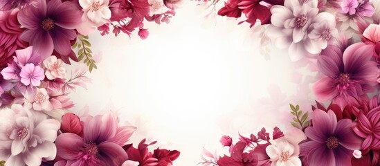 Aufkleber - A decorative frame composed of flowers surrounding a blank area for adding text or images. with copy space image. Place for adding text or design