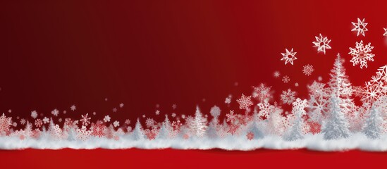 Poster - A festive Christmas image featuring a simple background adorned with a holiday symbol a Christmas tree made of white snowflakes set against a vibrant red backdrop Suitable for Christmas decorations g
