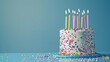 © Jrprr - Birthday cake on blue background