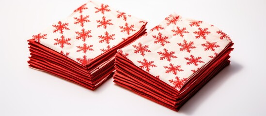 Aufkleber - A copy space image of Christmas napkins which are paper napkins placed separately on a white background