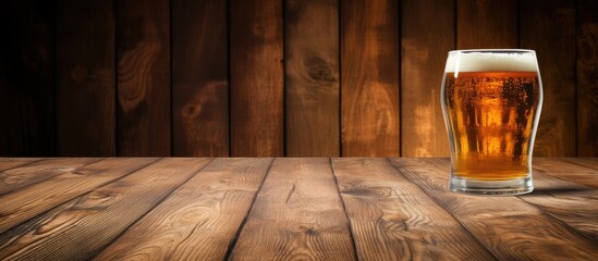 Aufkleber - A copy space image features beer placed on a rustic wooden background