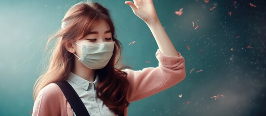 Poster - A joyful young student happily removes her face mask in preparation for school creating a captivating copy space image